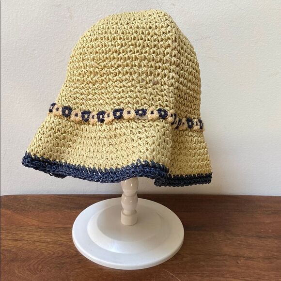 Sun Hat with Navy Trim - Picture 1 of 5